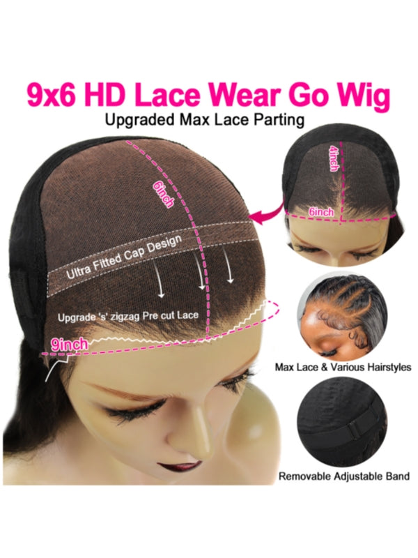 LWIGSINC Pre-Plucked Deep Wave 9x6 Glueless HD Lace Frontal Wigs (96HD-XDW-NA-18-A1)