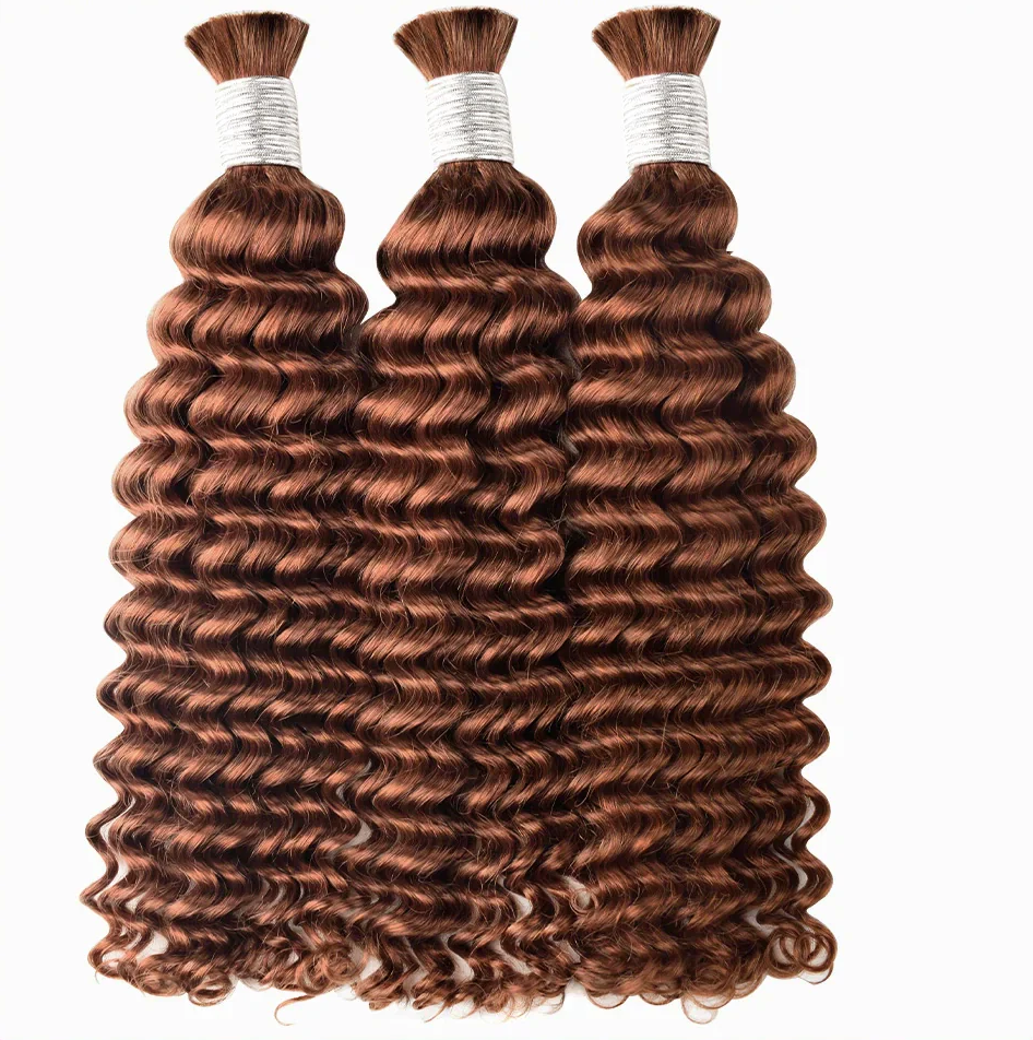 LWIGINC Brazilian Human Hair Bulk 33# Deep Wave for Braiding (B10A-DW-33#-18-BXF)