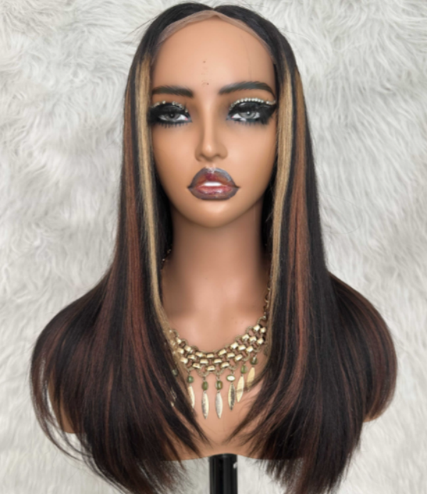 LWIGSINC 16 Inches 200% Density Ginger Mix Blonde Silky Straight 5x5 Korean HD Lace Wigs (55AD-ST-NA/33/27#-16-H5)
