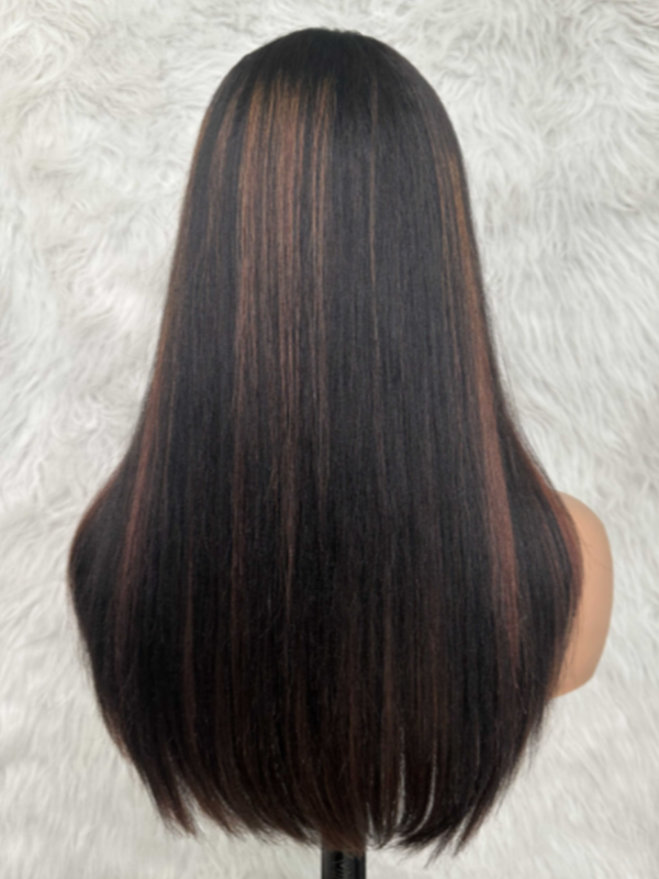 LWIGSINC 16 Inches 200% Density Ginger Mix Blonde Silky Straight 5x5 Korean HD Lace Wigs (55AD-ST-NA/33/27#-16-H5)