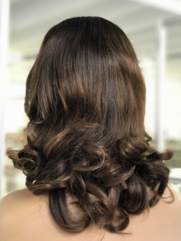 LWIGSINC 12 Inches 200% Density Ombre Brown Loose Wave 5x5 Korean HD Lace Wigs (55AD-MW4-T2/4#-12-H5)