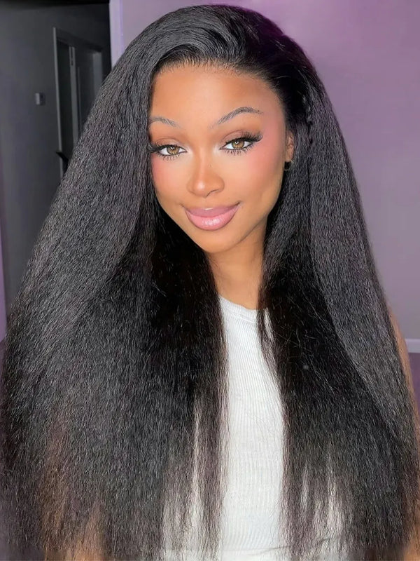 LWIGS Transparent Lace Yaki Straight 13x6 Korean Lace Frontal Wig Pre Plucked LQ-KSBG1