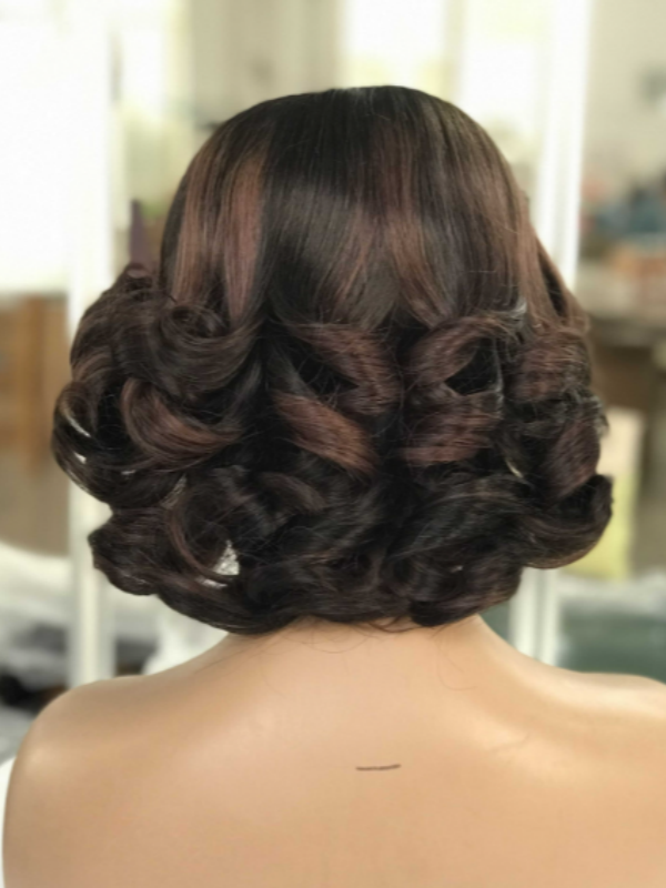 LWIGSINC 200% Density Highlight Mix Brown Loose Wave 5x5 Korean HD Lace Wigs 10'' (55AD-MW8-T2D350#-10-H4)
