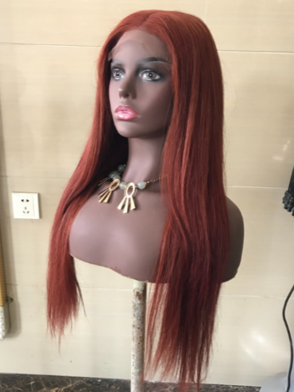 LWIGSINC 200% Density 20 Inch Wine Red Silky Straight 5x5 Korean HD Lace Wigs (55AD-ST-350#-20-H5)