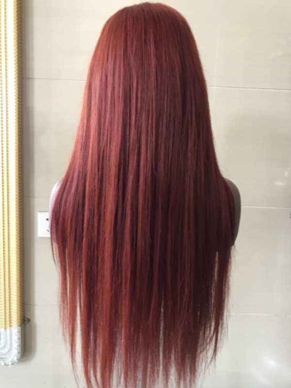 LWIGSINC 200% Density 20 Inch Wine Red Silky Straight 5x5 Korean HD Lace Wigs (55AD-ST-350#-20-H5)
