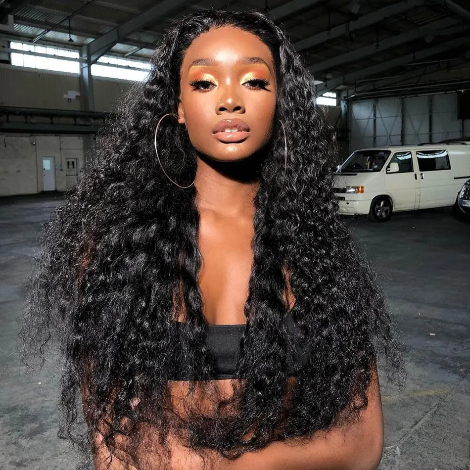 LWIGSINC #1B Color/Natural Color Deep Wave Brazilian Human Hair Bundles LQ1220-3