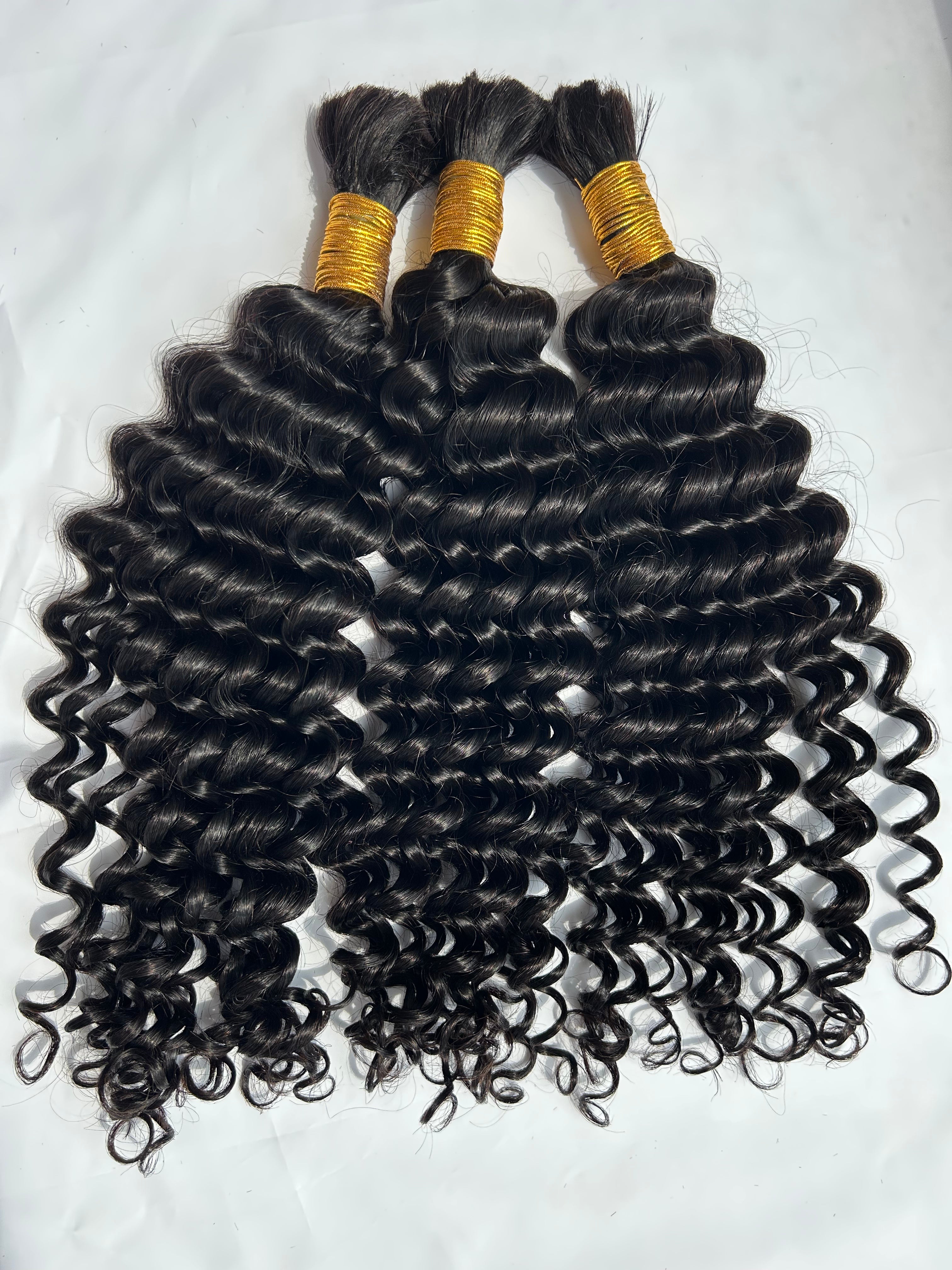 Lwigs Water Wave Bulk Human Hair Braiding Hair Natural Black LQ-LW16