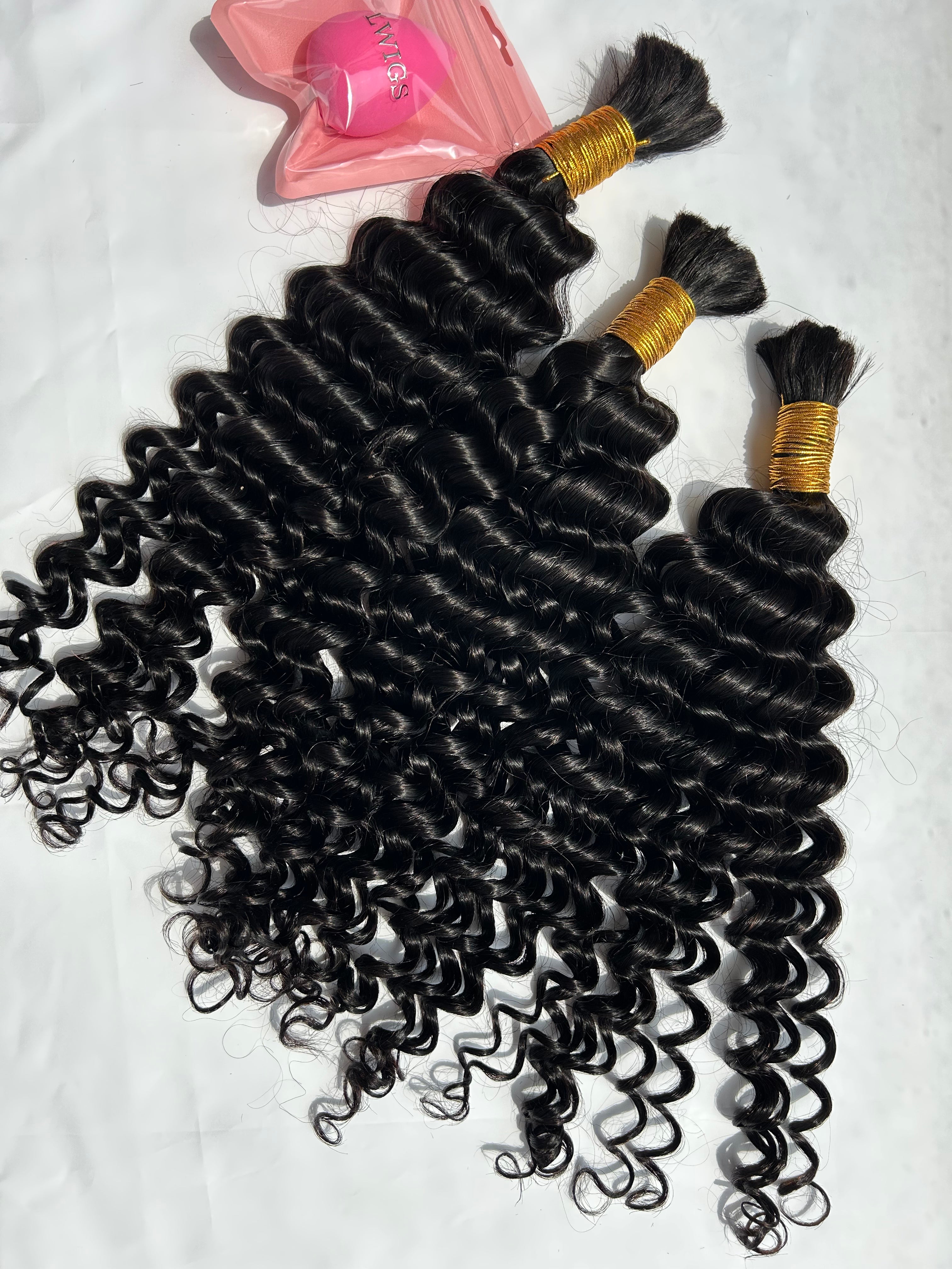 Lwigs Water Wave Bulk Human Hair Braiding Hair Natural Black LQ-LW16