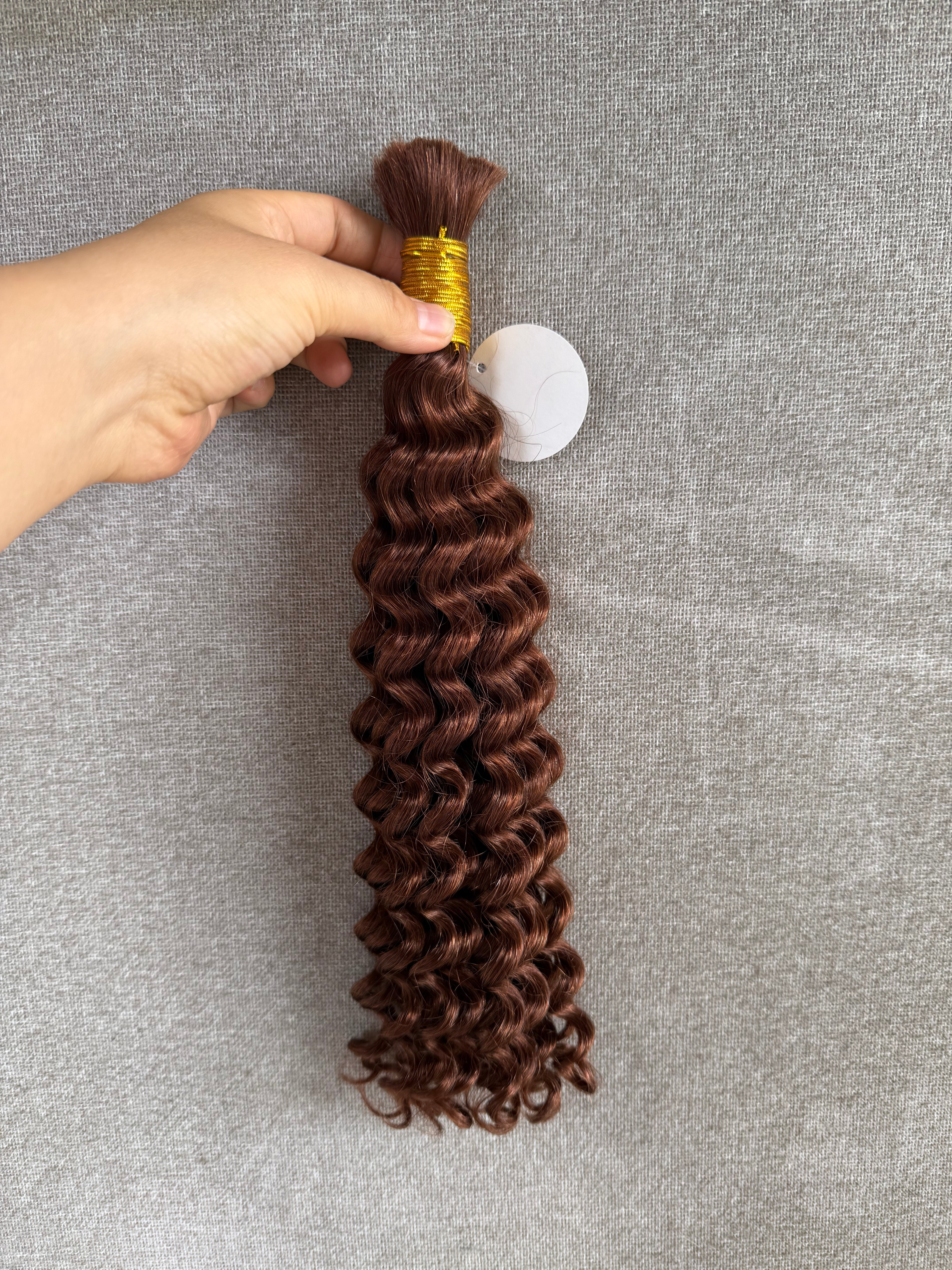 LWIGINC Brazilian Human Hair Bulk 33# Deep Wave for Braiding (B10A-DW-33#-18-BXF)