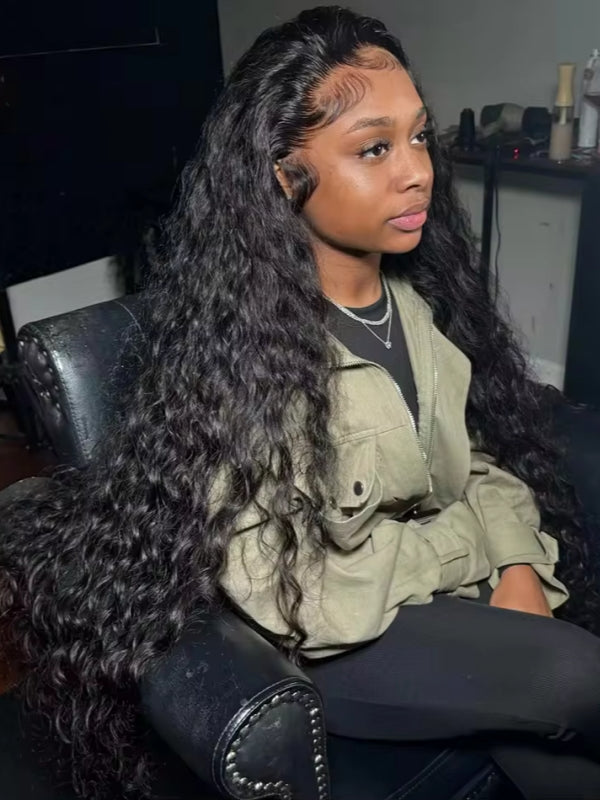 LWIGS Unprocessed Virgin Hair Drawstring Cap 200% Density Water Wave Curly 360 HD Lace Wigs LQ-XWTB1