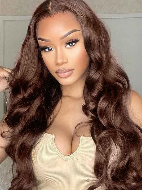 LWIGS #4 Chocolate Brown 180% Density Pre-plucked 13x6 Transparent Lace Front Wigs LQ-BW4L2