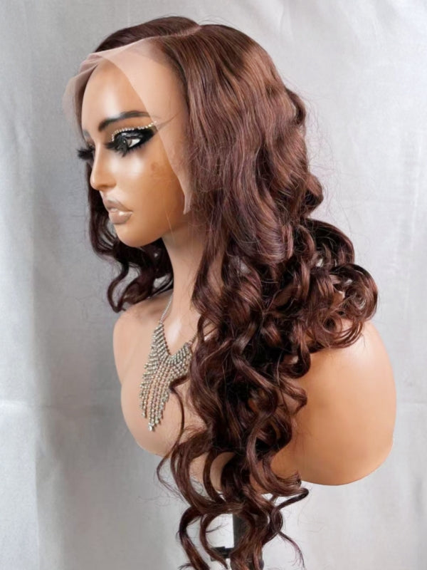 LWIGSINC #4 Chocolate Brown 180% Density Pre-plucked 13x6 Lace Front Wigs (1362AD-VLBW-4#-16-L2)