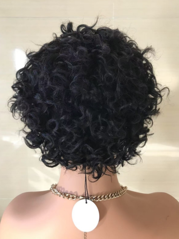 LWIGSINC 150% Density Natural Black Wavy Style Pixie Machine Made Wig 5'' (TLW-WL-NA-06-Q1)