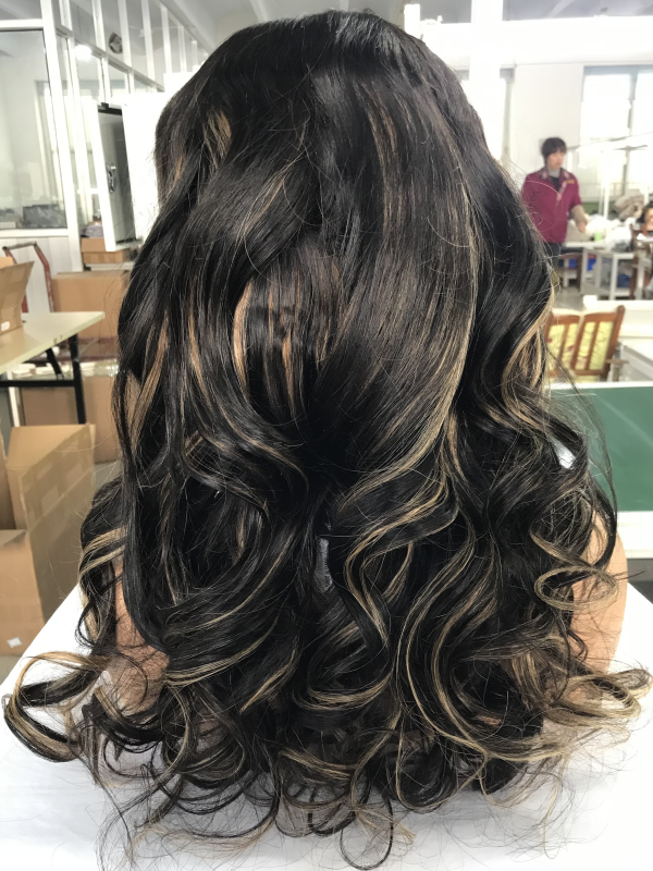 LWIGSINC 200% Density Highlight 20 Inch Loose Body Wave 5x5 AD Lace Wigs (55AD-LBW-NA/27#-20-H4)