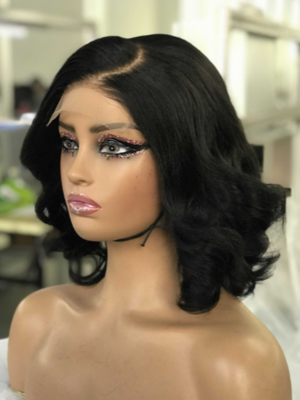 LWIGSINC 200% Density Yaki Loose Wave 10 Inches 5x5 AD Lace Wigs (55AD-YK/MW1-1B-10-H5)
