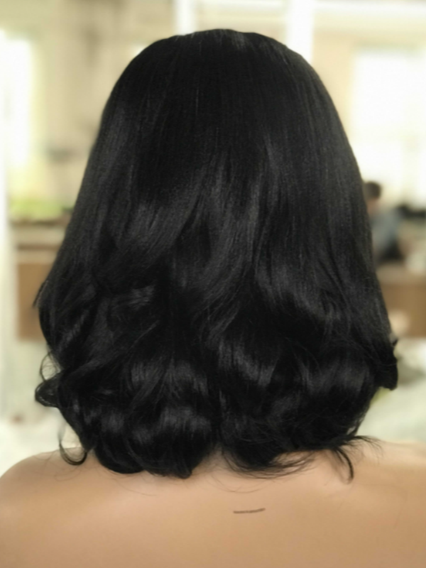 LWIGSINC 10 Inch 200% Density Yaki Loose Body Wave 5x5 Korean HD Lace Wigs (55AD-YK/MW2-1B-10-H5)