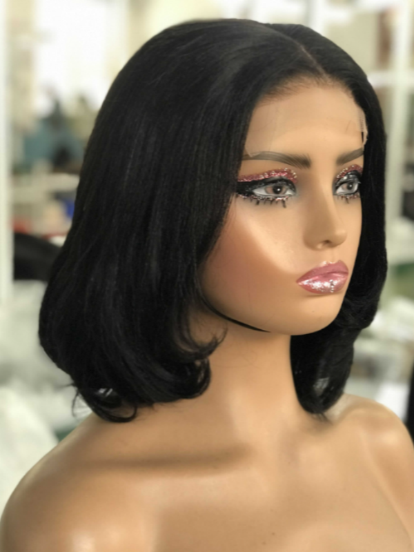 LWIGSINC 10 Inch 200% Density Yaki Loose Body Wave 5x5 Korean HD Lace Wigs (55AD-YK/MW2-1B-10-H5)