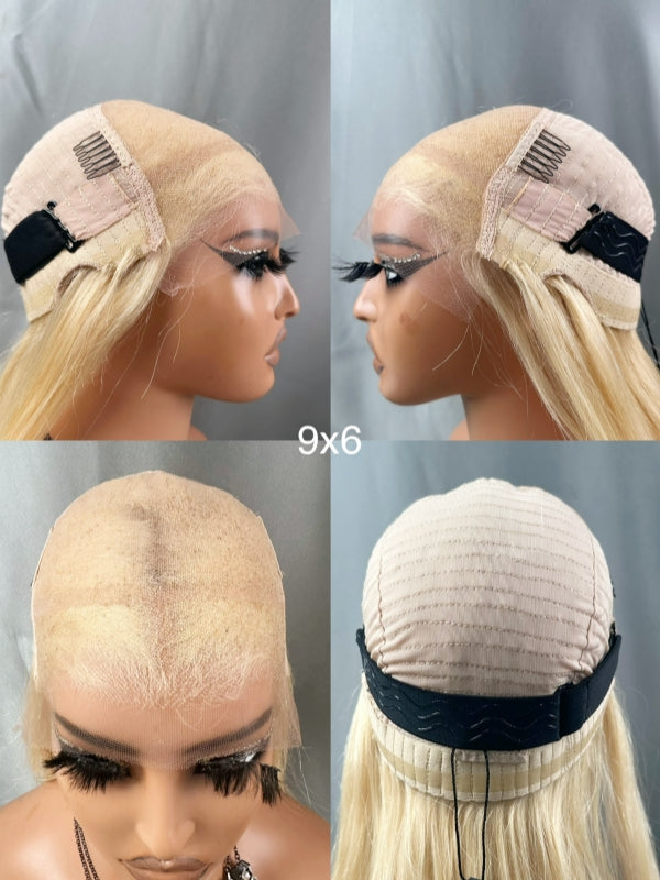 LWIGSINC Top Quality 200% Density Silky Straight #613 9x6 Glueless HD Lace Wigs (96HD-ST-613-16-A2)