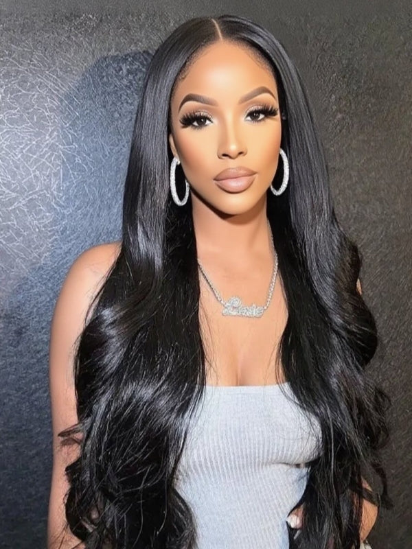 LWIGSINC 5 Seconds to Wear Body Wave 5x5 Glueless 200% Density HD Lace Closure Wigs (55HD-BW-NA-14-H2)