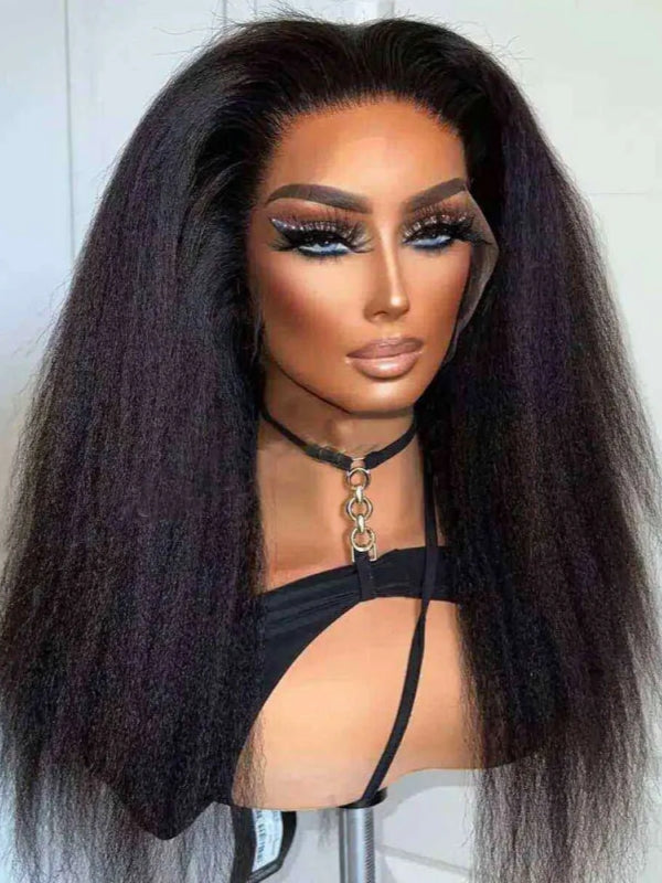 LWIGS Kinky Straight 150% Density Yaki 13x6 HD Swiss Lace Front Wigs LQ-KKSBA3