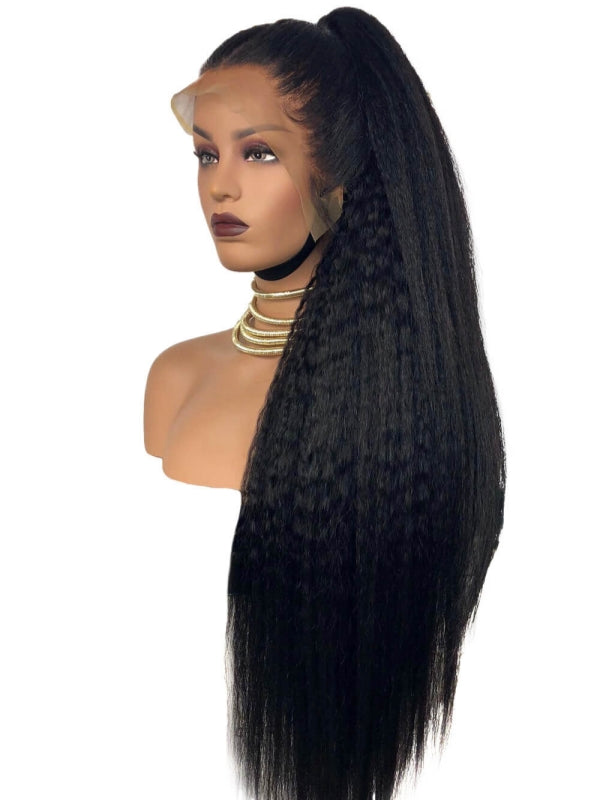 LWIGS Kinky Straight 150% Density Yaki 13x6 HD Swiss Lace Front Wigs LQ-KKSBA3