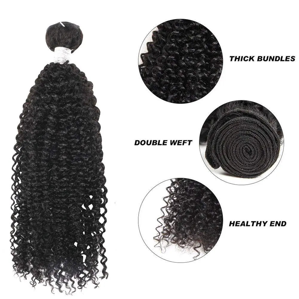 LWIGSINC #1B Color/Natural Color Brazilian Human Hair Kinky Curly Bundles LQ1220-4