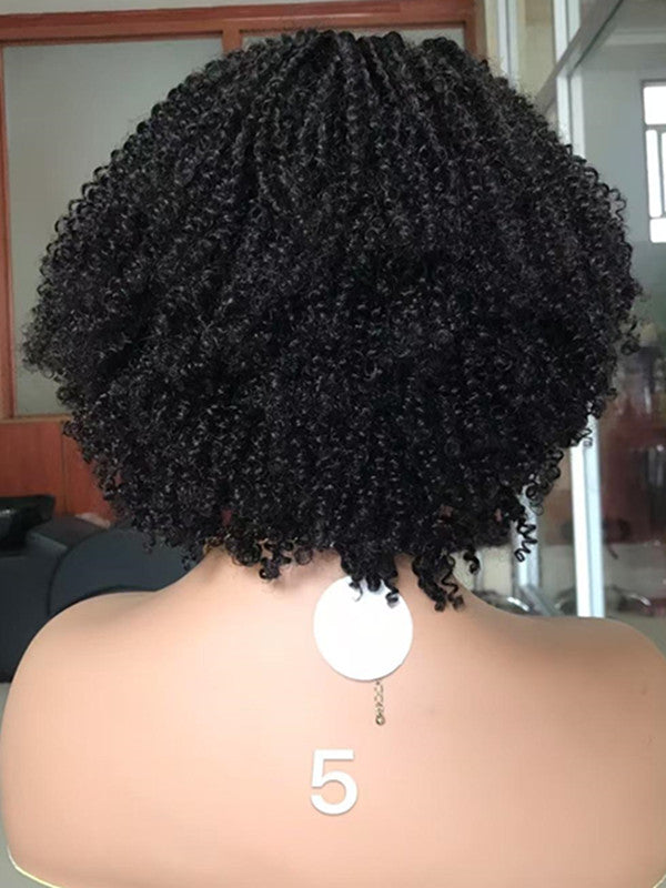 LWIGSINC 16 Inch 180% Density Afro Kinky Curly Full Machine Made Human Hair Wigs (TLW-KKC-NA-16-Q4)