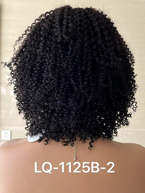 LWIGSINC #1B Color 12 Inches 200% Density Kinky Curly 1x4 Lace Closure Wigs LQ1125B-2