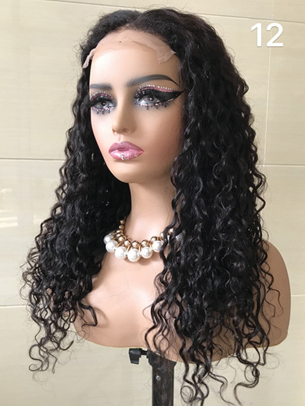 LWIGSINC 20 Inch 150% Density Curly Wavy Free Part 5x5 Korean HD Lace Closure Wigs AY-7