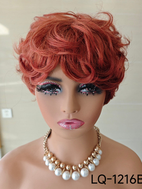 LWIGSINC 5 Inches 150% Density Pixie Wavy Haircut Full Lace Wigs LQ1230-3