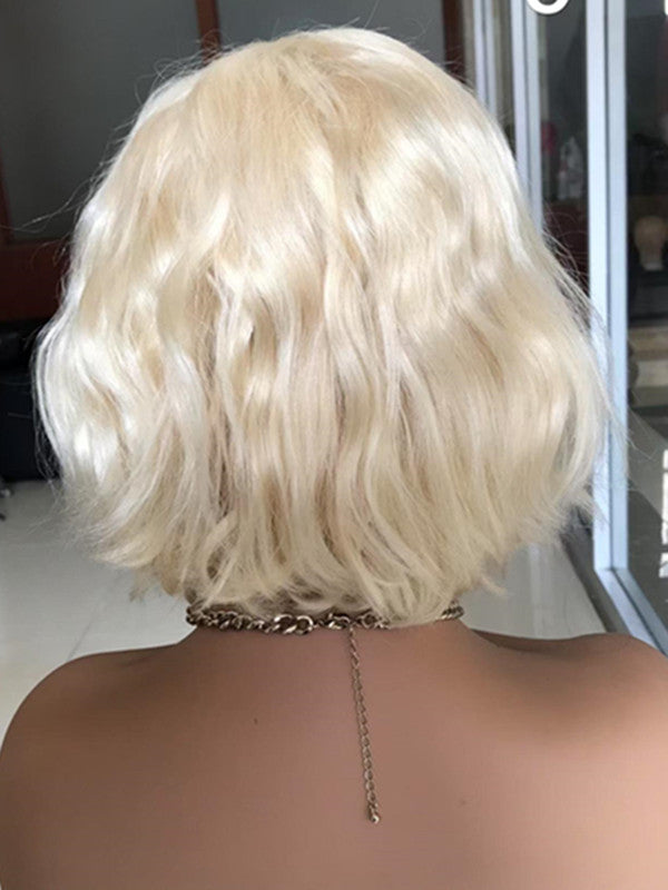 LWIGSINC #613 Blonde Color 10 Inch 150% Density Short Wavy Bob 13x4 Lace Front Wigs AY-5