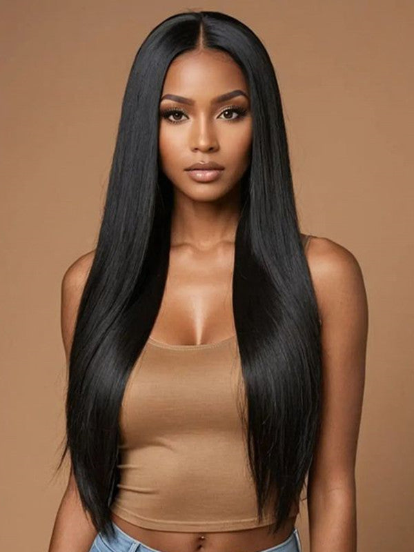 LWIGSINC Beginner Friendly #1 Jet Black Silky Straight 180% Density 13x6 Korean HD Lace Front Wigs