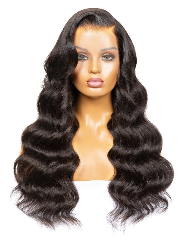 LWIGSINC Human Hair HD Lace 200% Density Pre-plucked Hairline 13x4 Lace Frontal Wigs