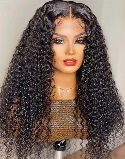 LWIGSINC Natural Color 24 Inches 180% Density 5x5 Korean HD Lace Closure Wigs