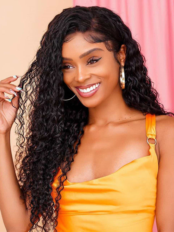 LWIGSINC Natural Color 24 Inches 180% Density 5x5 Korean HD Lace Closure Wigs