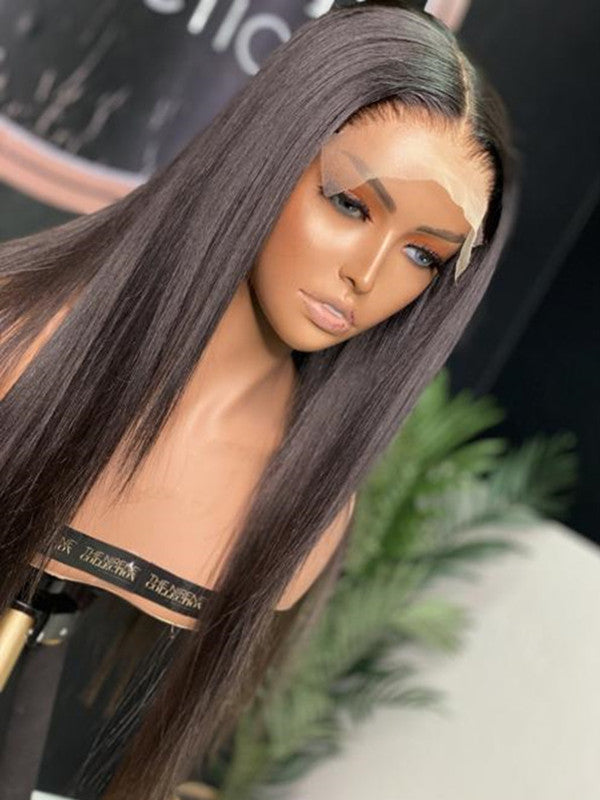 LWIGSINC Silk Straight HD Lace 18 Inches 200% Density 13x4 Lace Frontal Wigs