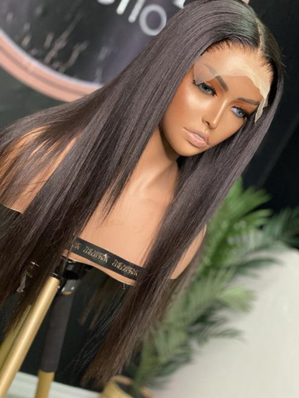LWIGSINC Silk Straight HD Lace 18 Inches 200% Density 13x4 Lace Frontal Wigs
