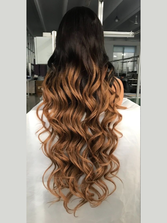 LWIGSINC 32 Inch Human Hair 300% Density 13x4 HD Lace Front Wigs (134HD-ST-T2#10#/D2Liu-32-J4)