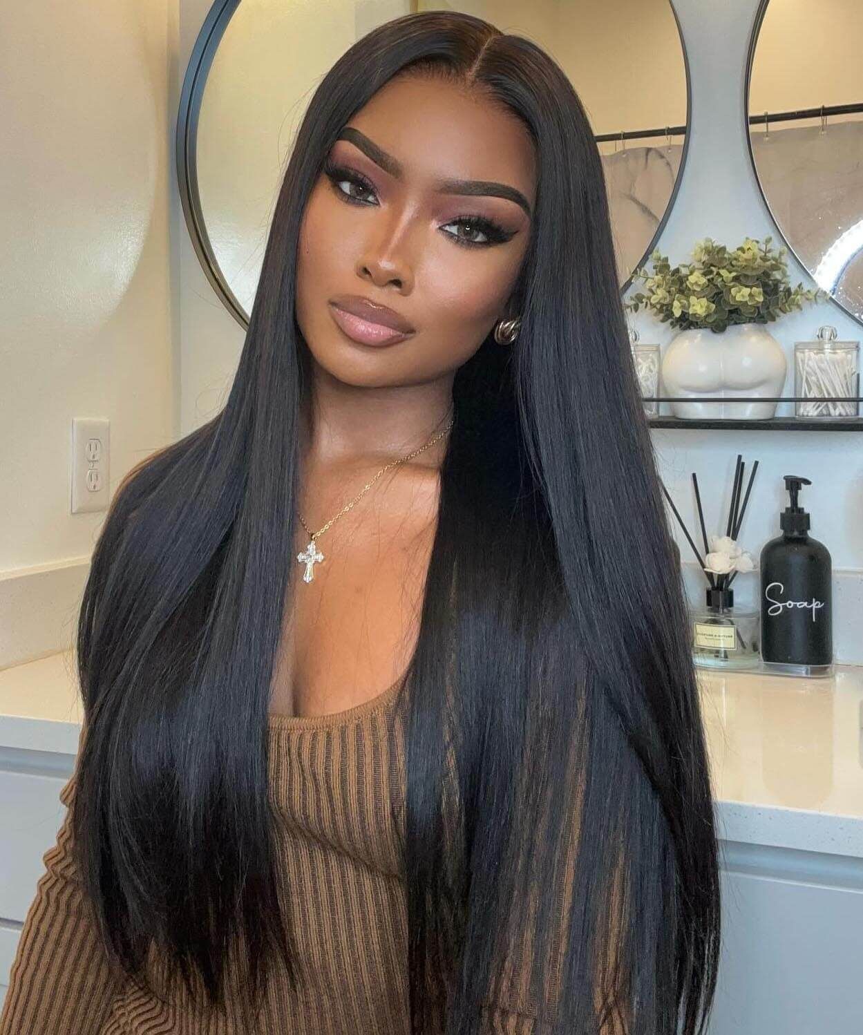 LWIGS Wear And Go Silky Straight 11x6 Glueless HD Lace Frontal Wigs Bone Straight LQ-LW09