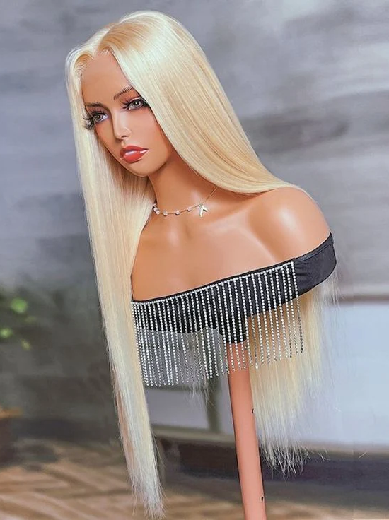 LWIGSINC Top Quality 200% Density Silky Straight #613 9x6 Glueless HD Lace Wigs (96HD-ST-613-16-A2)