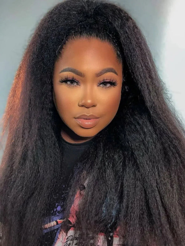LWIGS Transparent Lace Yaki Straight 13x6 Korean Lace Frontal Wig Pre Plucked LQ-KSBG1