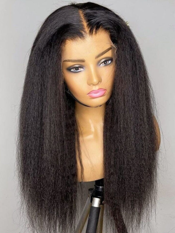 LWIGS Kinky Straight 150% Density Yaki 13x6 HD Swiss Lace Front Wigs LQ-KKSBA3